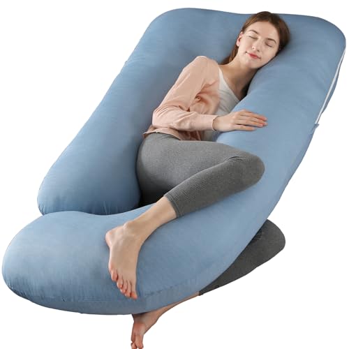 BATTOP Pregnancy Pillows for Sleeping- U Shaped Full Body Maternity Pillow, Pregnancy Pillow for Side Sleepers with Removable Cooling Cover, Supports Back, Hips, Belly & Legs (Cooling Blue) - color: Cooling Blue