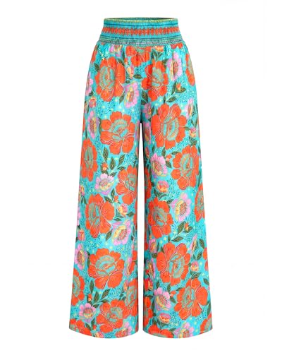 BTFBM Floral Summer Wide Leg Pants Woman 2026 - color: Green, size: Small