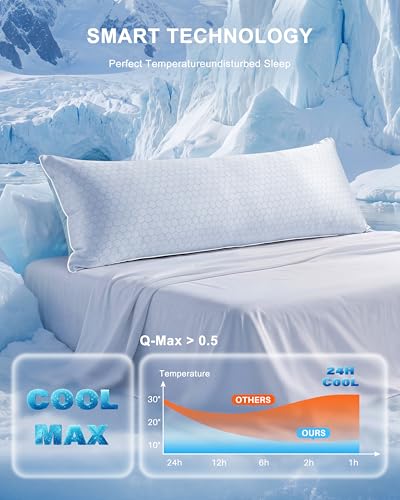 YZ HOME Cooling Body Pillow for Adults,Cold Touch Fabric(Bule,20"x54") - color: Blue