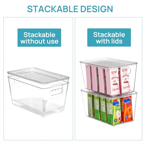 Vtopmart 6 Pack Clear Stackable Storage Bins with Lids and Handles, Medium - size: M(10"L x 6"W x 5"H)