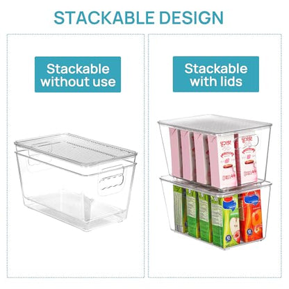 Vtopmart 6 Pack Clear Stackable Storage Bins with Lids and Handles, Medium - size: M(10"L x 6"W x 5"H)