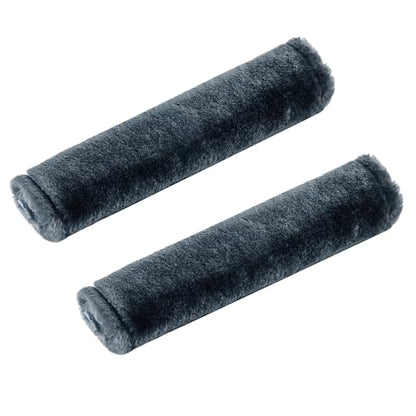 MOONET Universal Soft Faux Sheepskin Seatbelt Covers, 2 Pack (Dark Blue Grey) - color: Dark Blue Grey