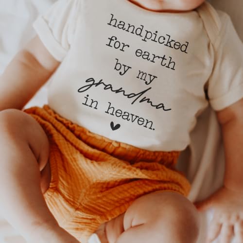 Handpicked For Earth By My Grandma In Heaven Bodysuit (0-3 Months, Natural)