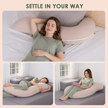 QUEEN ROSE Body Pillow for Side Sleeper, Cooling S Shaped Hug Pillow, Ivory - color: Ivory