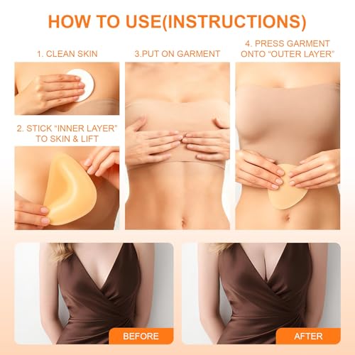 Snowy Insert: Double Sided Push Up Bra Pads | Reusable Waterproof Sticky Inserts for Strapless & Backless Dress for Women - size: D