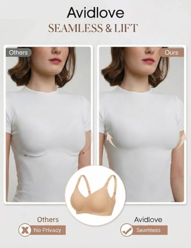 Avidlove Women's Seamless Bras Nursing Bras for Breastfeeding Tshirt Everyday Bra - color: Off-white, size: Large