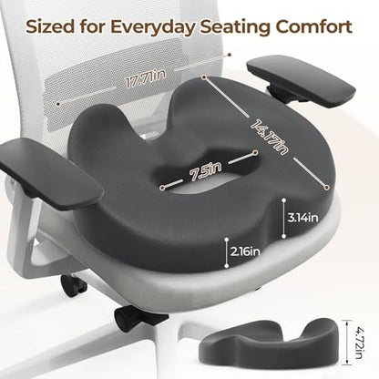 TushGuard Donut Pillow Seat Cushion Memory Foam Lifting Cushions, Gray - color: Gray