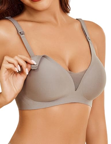 Avidlove Nursing Bras for Breastfeeding Wireless Seamless Maternity Bra - color: Grayish Brown, size: X-Large