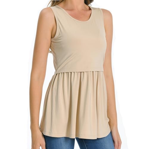 Bearsland Maternity Nursing Tank Tops - color: Khaki&gray Green&green White Flower, size: Large