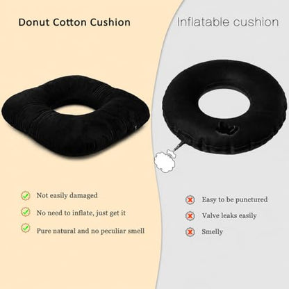 Hshbxd Donut Pillow, Tailbone Cushion for Wheelchair, Office and Travel - color: Black