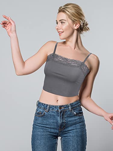 Bencailor 4 Pcs Lace Cami Top - color: Black, Dark Gray, Olive Green, White, size: Small