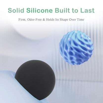 Silicone Massage Ball Set, 2 Pack Smooth & Textured with Mesh Bag - style: Smooth & Wave-Texture Set