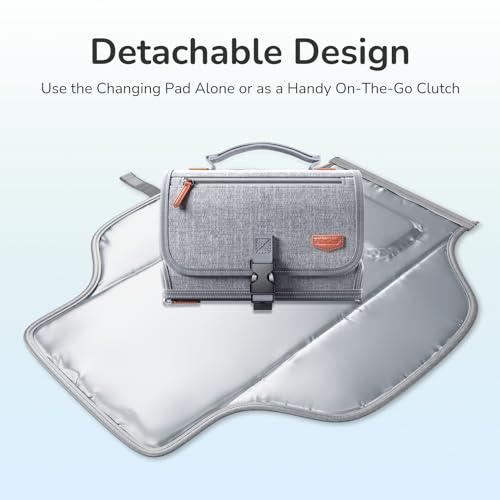 Alatino Portable Diaper Changing Pad, Wipe Clean, Large 25x22, Grey - color: Grey