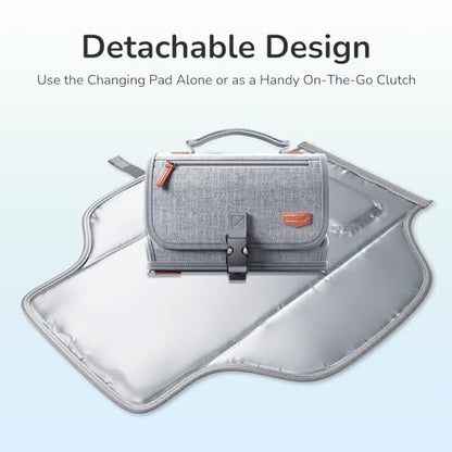 Alatino Portable Diaper Changing Pad, Wipe Clean, Large 25x22, Grey - color: Grey