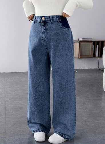 BLENCOT Maternity Jeans for Women Wide Leg Pregnancy Pants - color: Ashleigh Blue, size: Medium
