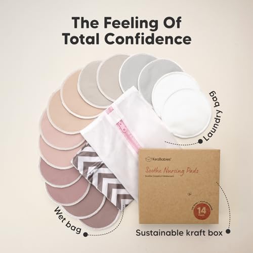 14-Pack Reusable Nursing Pads for Breastfeeding (Lovelle, M 3.9") - color: Lovelle, size: Medium 3.9"