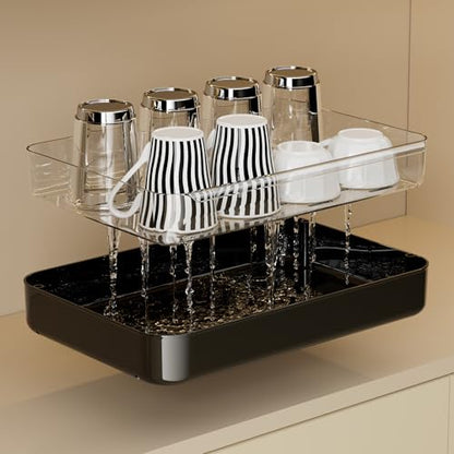 UFORU Countertop Coffee Station Organizer,Cup Rack,Mug & Wine Glass Holder - color: Black