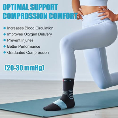 NEENCA Professional Compression Socks for Women Men Circulation, 20-30 mmHg - color: Black Blue, size: XX-Large