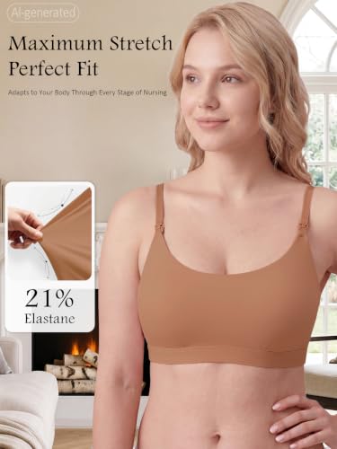 Nursing Bra for Breastfeeding Seamless Wireless Maternity Bra - color: Coffee, size: Medium