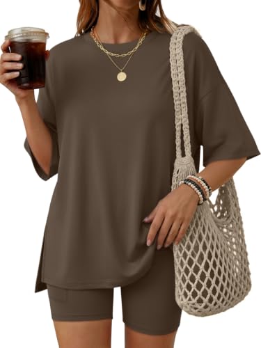 LILLUSORY Womens Lounge Sets 2 Piece Matching Pajamas Summer Outfit 2026 - color: Coffee, size: X-Small