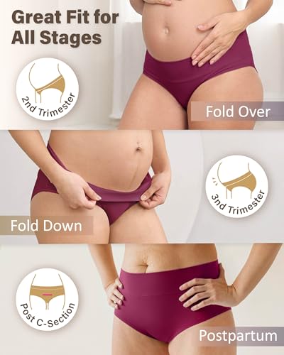 Intimate Portal Maternity Underwear, Cotton Foldable Under the Bump Briefs - color: 6-pk Black, size: Small