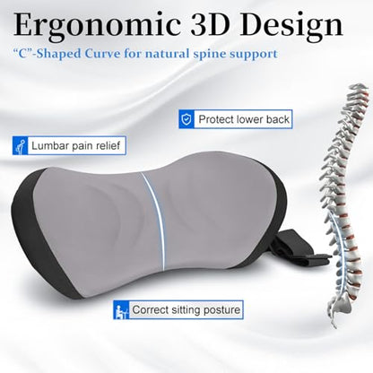 Ergonomic Lumbar Support Pillow for Office Chair, Car Seat - color: A-black With Gray