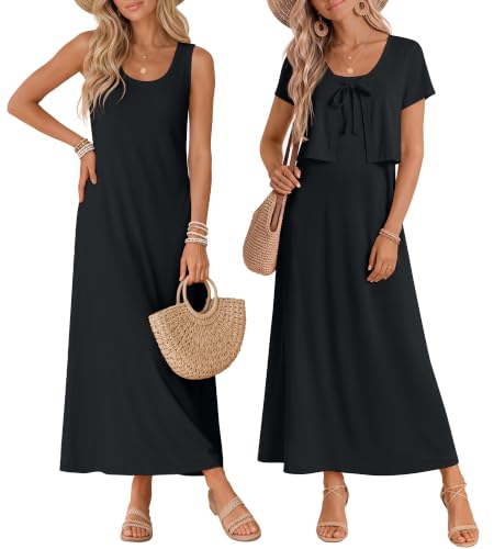 2 Piece Dress Sets for Women Fall Casual Dresses - color: Black, size: Large