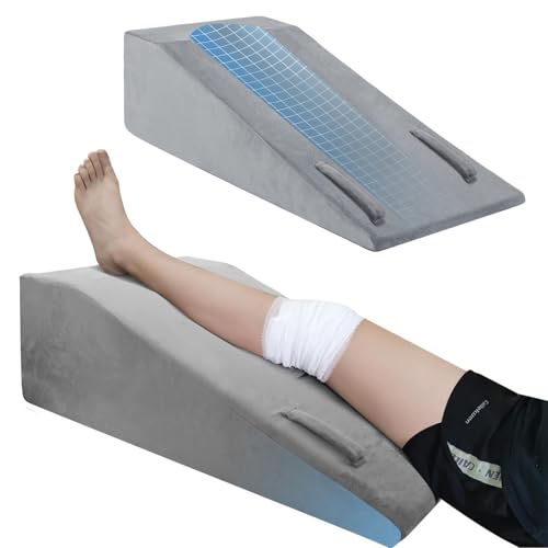 Arc-Designed Leg Elevation Pillow for After Surgery – 9.5" Height Knee Replacement Recovery Aid, Bone Foam Knee Surgery Pillow for Hip & Ankle Pain Relief, 29.5" x 13" x 9.5" - size: Basic-layer