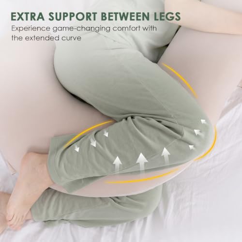 QUEEN ROSE Body Pillow for Side Sleeper, Cooling S Shaped Hug Pillow, Ivory - color: Ivory