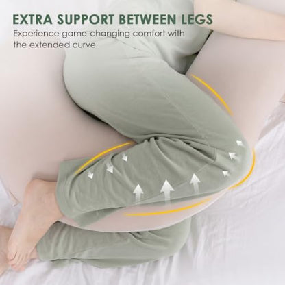 QUEEN ROSE Body Pillow for Side Sleeper, Cooling S Shaped Hug Pillow, Ivory - color: Ivory
