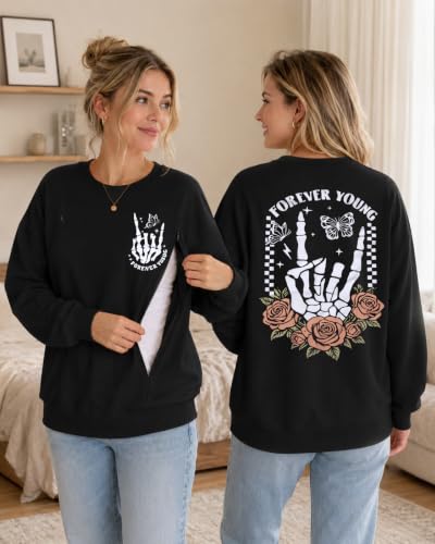 Women's Maternity Nursing Sweatshirt with Double Zipper for Breastfeeding - color: Flower-black, size: Small