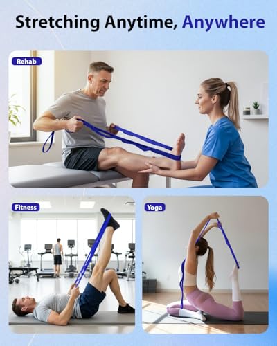 Trideer Stretching Strap with Loops for Physical Therapy,Non-Elastic - color: Deep Blue