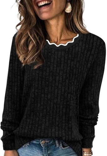 WIHOLL Womens Long Sleeve Shirts Lightweight Tunic Fall Top Sweaters 2026 - color: 02-black, size: Medium