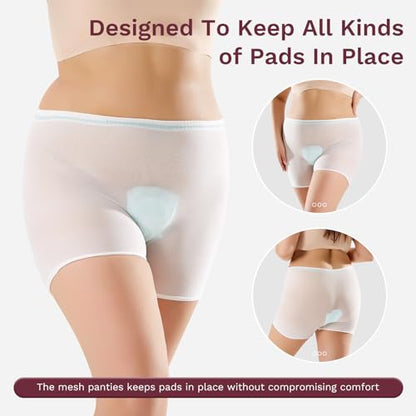 HANSILK Mesh Underwear for Incontinence Pads 8-Pack, White, XX-Large - size: XX-Large