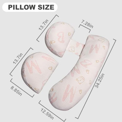 Pregnancy Pillow - Adjustable Maternity Support for Back & Belly, Multi-Use Body Pillow with Soft Cover, Must-Have for Pregnancy - color: Pink