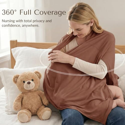 Konssy Rayon Made from Bamboo Nursing Cover for Breastfeeding - color: Chestnut