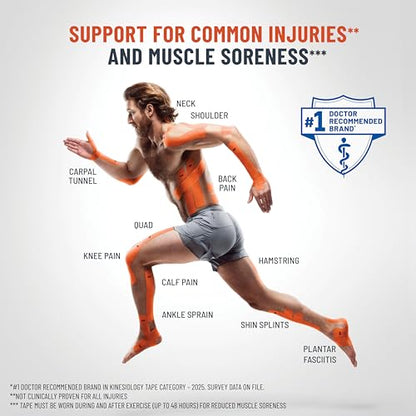 KT Tape, Original Cotton, Elastic Kinesiology Athletic Tape, 16’ Uncut Roll - color: Blue