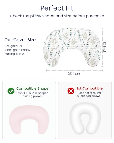 TotAha Nursing Pillow Covers Compatible with Updated Boppy Nursing Pillow - color: Botanical Leaf