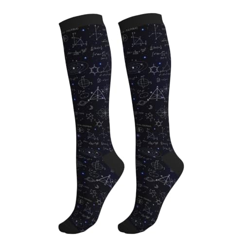 Compression Socks Women and Men 15-20mmHg-Circulation Support Socks for Athletic Running Cycling - color: Math Science