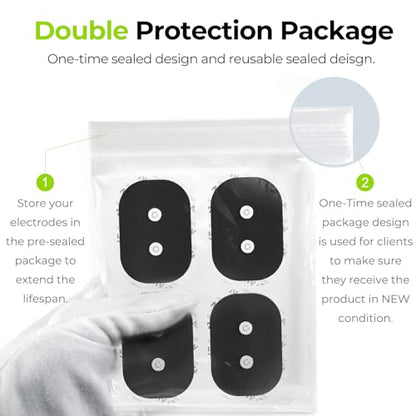 AUVON Wireless TENS Unit Electrode Pads 12 Pcs, 2 Sizes, Latex-Free - color: Black