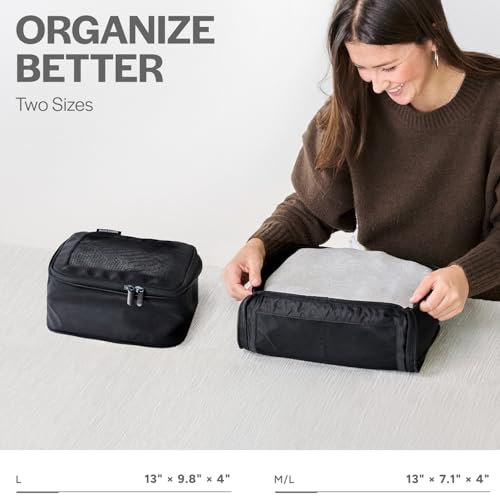 Aerotrunk Compression Packing Cubes for Travel, 2-Pack, Black - color: Black, size: 2-Pack