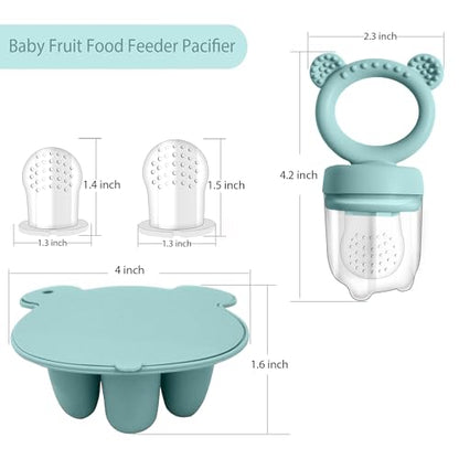 BigSpinach Silicone Baby Food Freezer Tray with Teething Popsicle Molds - Baby Fruit Feeder and Breastmilk Teether Combo - color: Blue