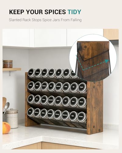 Spice Rack Organizer for Cabinet, Wood Countertop Shelf, No Jars Included - size: Holds 32 Jars, 15.7"W × 10.3"H