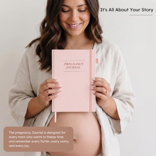JUBTIC Pregnancy Journal, Baby Book Keepsake, Pink Linen Hardcover - color: Pink