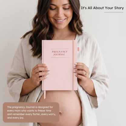 JUBTIC Pregnancy Journal, Baby Book Keepsake, Pink Linen Hardcover - color: Pink