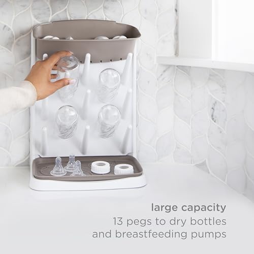 Ubbi Vertical Baby Bottle Drying Rack, Space Saving Countertop Bottle Dryer - color: Taupe Drying Rack, size: One Size
