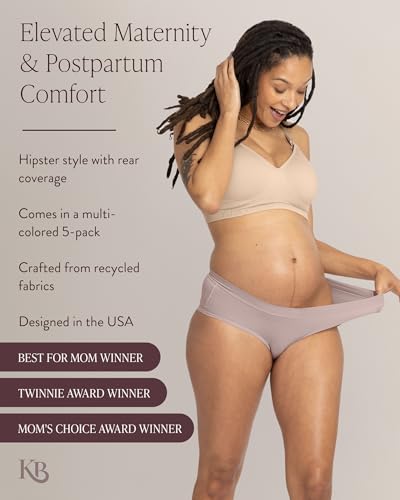 Kindred Bravely Hipster Maternity Underwear Pregnancy to Postpartum, 5 Pack - size: X-Large-XX-Large