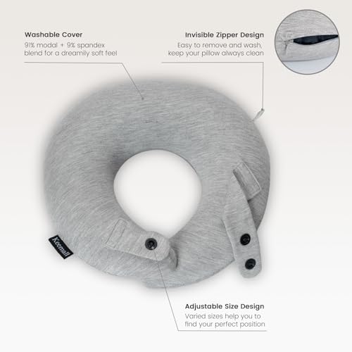 Keemall Inflatable Travel Neck Pillow Plane, 3rd Generation Double Comfort - color: Leisure Grey, size: Medium