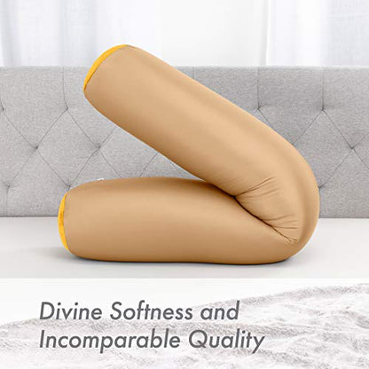 Microbead Body Pillow, Side Sleeping & Pregnancy, 48x8 in, Barely Beige - color: Barely Beige, size: Pillow & Cover