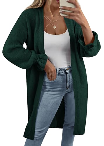 KIRUNDO Long Cardigans for Women Oversized Open Front Coats - color: Dark Green, size: Medium